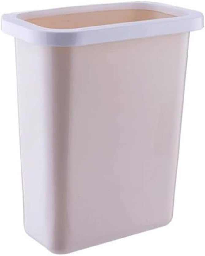 Garbage Cans Hanging Waste Bin Under Kitchen Sink,Plastic Dustbins Over Cabinet Door with Top Ring to Fix Garbage Bag Basket(Beige)