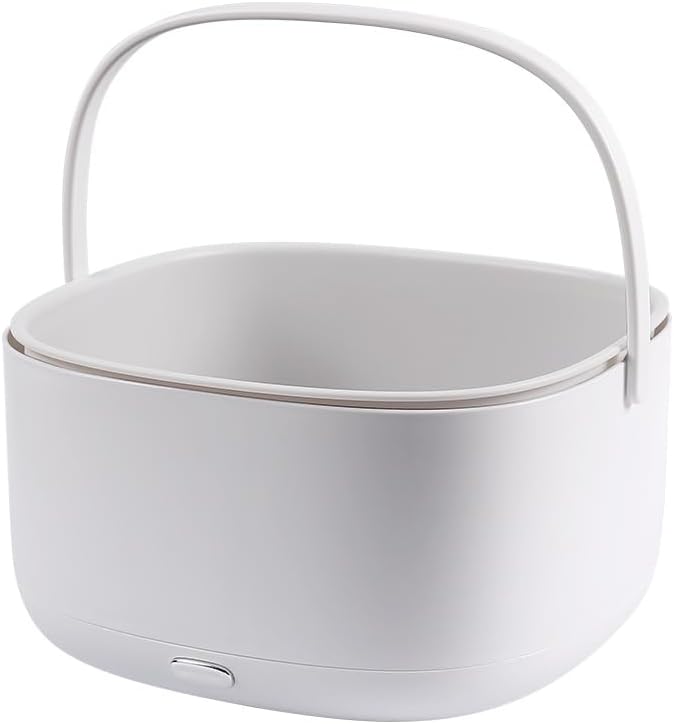 Ultrasonic Produce and Berry Washer, Gentle Fruit Vegetable Cleaner for Fragile Berries and Salads, 2-Tier Drain Basket, Battery Operated Countertop Device