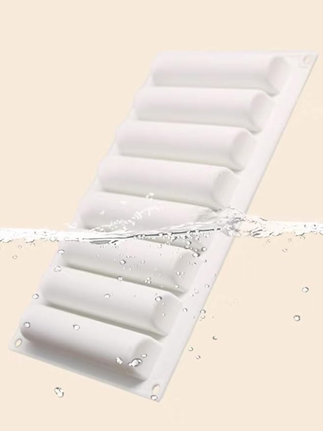 3D Cylindrical Silicone Mold for Baking Mousse,3D Silicone Baking Molds for Cakes French Dessert Mold for Pastry Chocolate Silm Bar Cake Decoration Mold(8-Cavity)