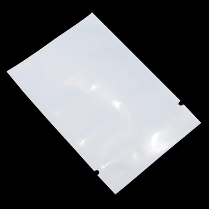 PABCK 300 Pcs 3.1x4.7 inch (Usable Size 2.75x4.3 inch) White Clear Front Open Top 2.8mil Plastic Vacuum Pouch Heat Sealable Bags for Food Storage Packets Mini Sample with Tear Notches
