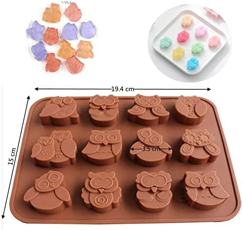 Joyeee 1 Pcs Animal Chocolate Mold, Owl Candy Mold Silicone Jello Mould for Kids, Small Silicone Molds for Candy Making, DIY Homemade Gummy, Ice, Pudding, Chocolate, Soap, Wax Melt etc