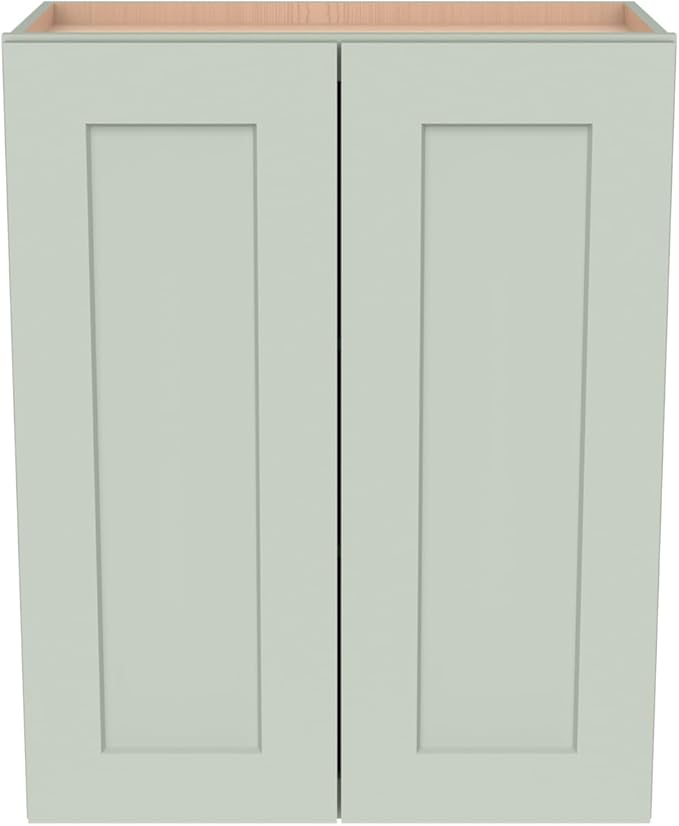 Wall-Mounted Cabinet – Solid Wood Shaker Style Medicine Cabinet with Adjustable Shelves & Soft-Close Doors for Bathroom, Kitchen, and Office Storage (Jade Green, 39" W x 12" D x 42" H)
