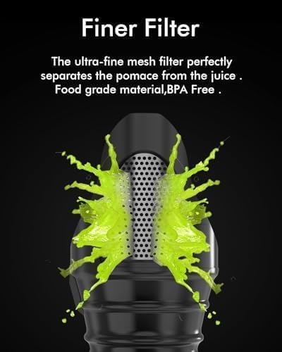 SiFENE Slow Masticating Cold Press Juicer Machines for Fruit & Vegetable, Juice Yield Maker Extractor with Dual Mouth, Quiet Motor & Anti-Clog System, Easy to Clean, BPA Free, Red