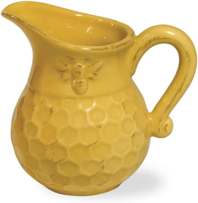 Boston International Embossed Stoneware Cream and Sugar Set, 2-Piece Set, Honeycomb