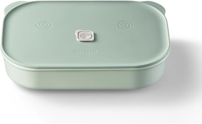 BUYDEEM G52 10.6 Quart Electric Food Steamer Bundle with CT3008 Ceramic Food Storage Container 35 oz Cozy Greenish