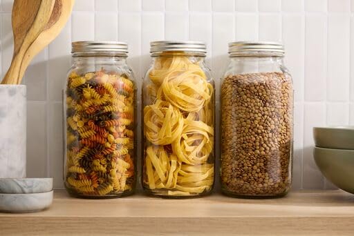 Ball Wide Mouth Half Gallon 64 Oz Jars with Lids and Bands, Set of 6 (2 Pack), WM), Clear