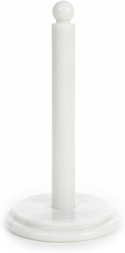 Marble Paper Towel Holder 12" Inches for Kitchen Towels Rack Handmade Paper Roll Holder with Stand – Wrapping Paper Towels Holder - Hand Towel Rack Holder, White