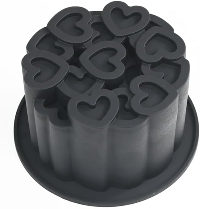 Silicone Mold, 3D Love Heart Pattern Cylinder Baking Mould for Mousse Cake, Fondant, Soap, Ice Cream, Chocolate, Candy, Non-Stick Easy Release BPA Free Food Grade Silicone Molds (B_ Love Heart)