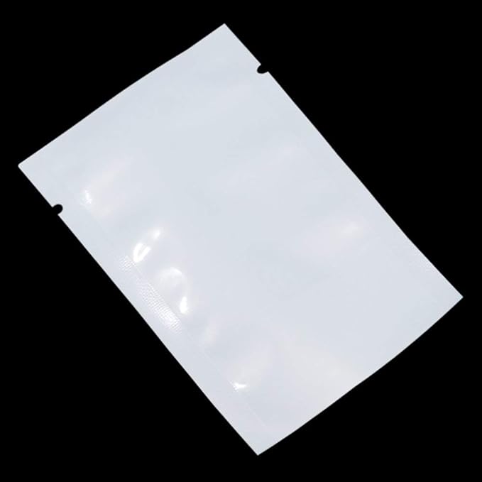 PABCK 100 Pack 7.1x10.2 inch (Usable Size 6.7x9.8 inch) White Clear Front Open Top 2.8mil Plastic Vacuum Pouch Heat Sealable Bags for Food Storage Packets Mini Sample with Tear Notches
