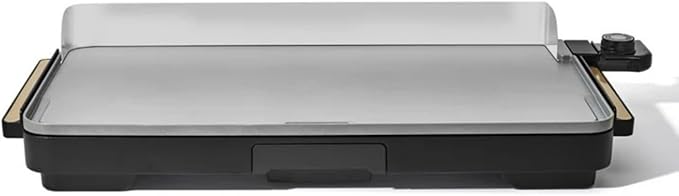 Electric Griddle 12x22 Inch with Backsplash, Nonstick Cooking Surface, Adjustable Temperature Control (Black Sesame)