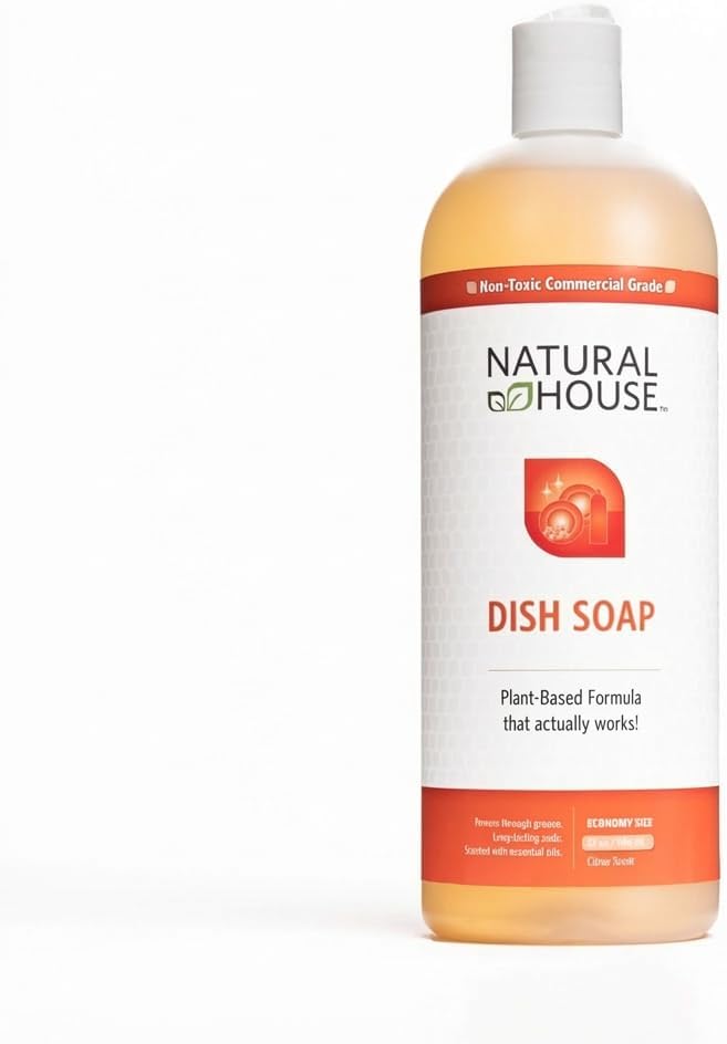 Enzyme Hand Dish Soap - Natural House Scrubby - Probiotic Formula Cuts Grease, Gentle on Hands - Plant-Based, Septic Safe - Sensitive Skin Friendly - Citrus Scent - 32 oz