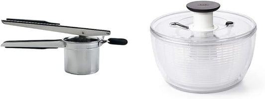 OXO Good Grips Stainless Steel Potato Ricer and OXO Good Grips Large Salad Spinner - 6.22 Qt., White