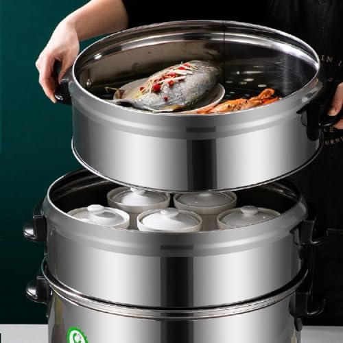 3-Tier Stainless Steel Electric Food Steamer - Automatic Heating & Static Control for Healthy Cooking - Ideal for Breakfast Meals & Meal Prep (220V)