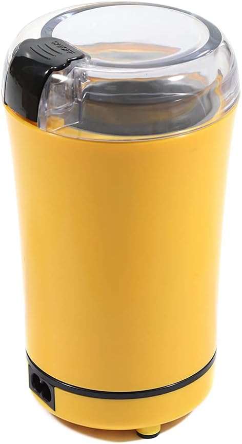 Electric Coffee Grinder, 150W Small Spice Grinder with Stainless Steel Blade, 50g Capacity One-Touch Mill for Coffee Beans, Pepper, Herbs, Nuts (Yellow)