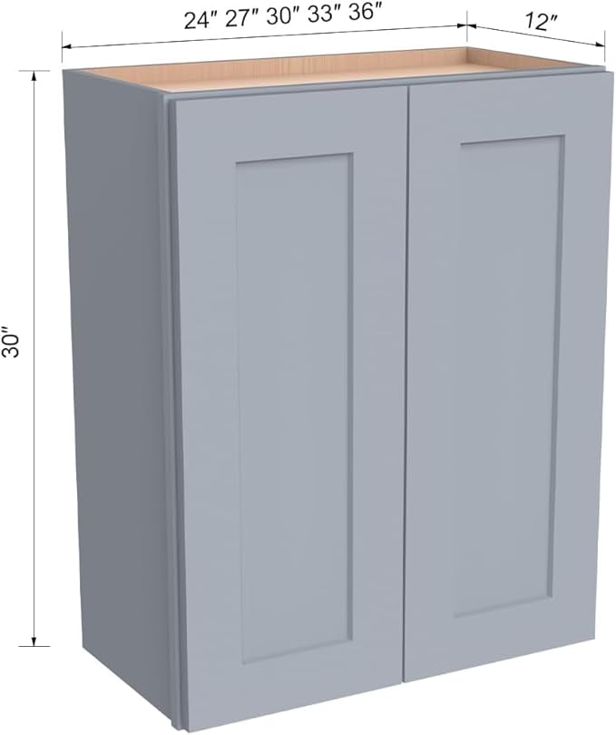 Wall-Mounted Cabinet – Solid Wood Shaker Style Medicine Cabinet with Adjustable Shelves & Soft-Close Doors for Bathroom, Kitchen, and Office Storage (Grey, 39" W x 12" D x 42" H)
