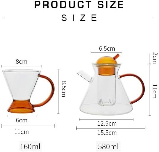 CAOJLjiaxiang-2012 Water Pitcher Nordic Tea Cups Set Heat Resistant Glass Tea Water Pot with Coffee Tea Heating Cold Kettle Filter Baskets Mug Teapot Teacup Water Carafe