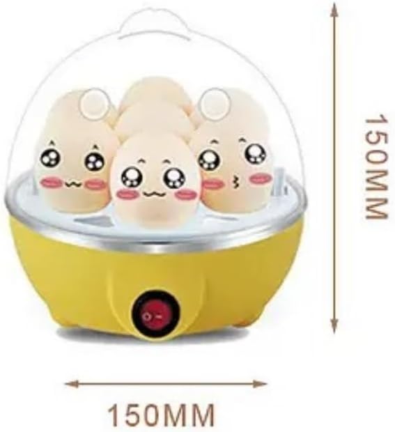 Egg Cooker, 110V Electric Hard Boiled Egg Cooker with Anti-Dry Burning, Kitchen Egg Steaming Breakfast Machine, Household Rapid Egg Cooker with Automatic Power-Off for 6 Eggs,Yellow