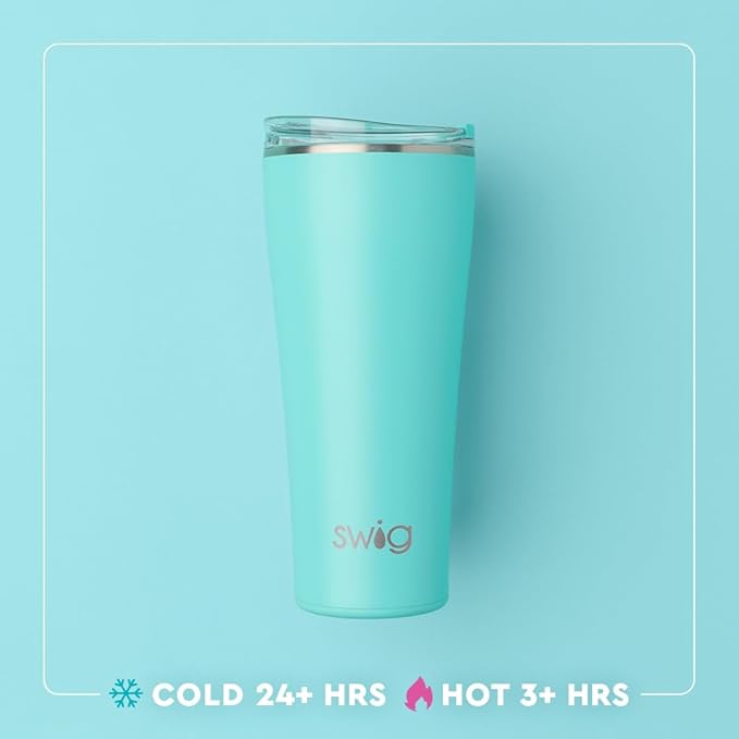 Swig Life 32oz Insulated Tumbler, Travel Coffee Tumbler with Lid, Cup Holder Friendly Travel Coffee Mug, Stainless Steel with Lid (Cherry Pie)