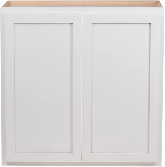 Quicklock RTA (Ready-to-Assemble) 42" Tall Wall Kitchen Cabinets - Shaker Style | 100% Hardwood | Made in America | Soft Close Hardware (12" D x 27" W x 42" H, Pure White)