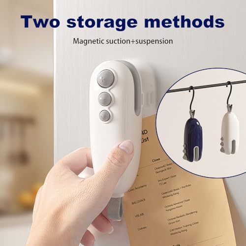 Upgraded Mini Bag Sealer 2025-2-in-1 USB Rechargeable Handheld Heat Seal & Cutter with Magnet for Plastic & Snack Bags - Portable Food Storage Resealer (White)