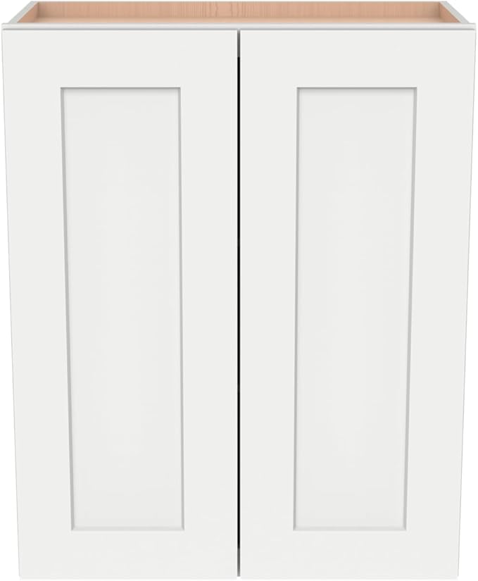 Wall-Mounted Cabinet – Solid Wood Shaker Style Medicine Cabinet with Adjustable Shelves & Soft-Close Doors for Bathroom, Kitchen, and Office Storage (Origami White, 39" W x 12" D x 42" H)
