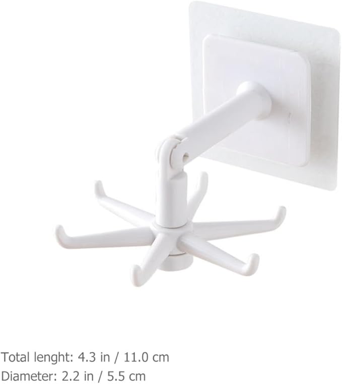 ARTIBETTER 4pcs Rotatable Kitchen Wall Hooks 360° Swivel Under Cabinet Hooks for Utensil Hanging, Black and White, Space-Saving Kitchen Storage Organizer