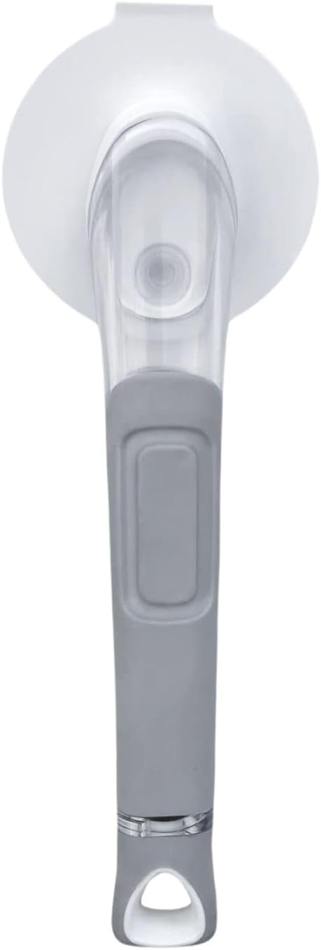 The Original Smiling Handle with Soap Dispensing for Scrub Daddy (Reg. TM) Sponge and Scrub Moji Sponges with Smilyeez Caddy, Dishwand, & 2 Scrub Mojis (White & Grey)