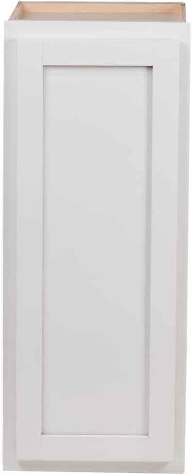 Quicklock RTA (Ready-to-Assemble) 42" Tall Wall Kitchen Cabinets - Shaker Style | 100% Hardwood | Made in America | Soft Close Hardware (Pure White, 12" D x 15" W x 42" H)