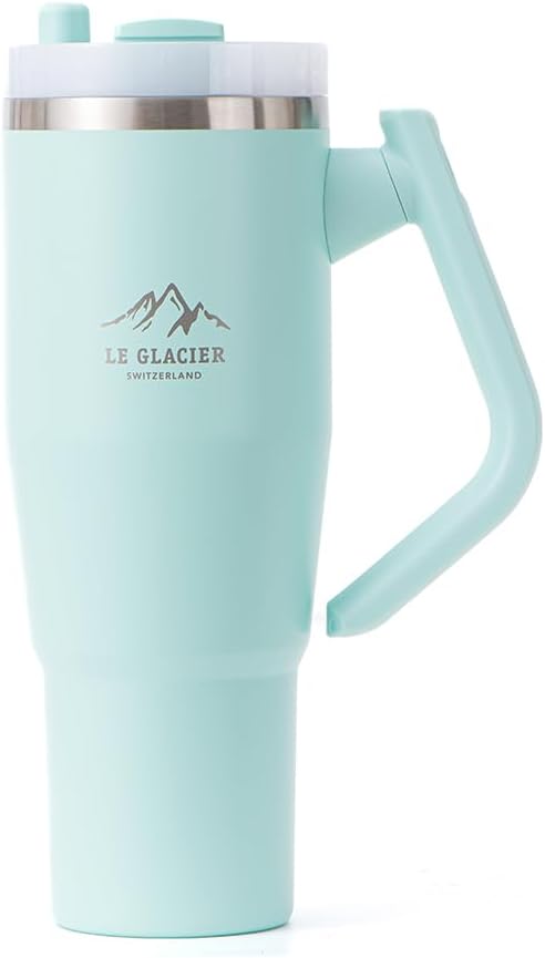 Thurston Tumbler – 40oz Stainless Steel Insulated Travel Cup with Handle & Straw Lid, Double-Wall Vacuum with All-in-One Rotational Handle & Retractable Straw for Hot & Cold Drinks (Teal)