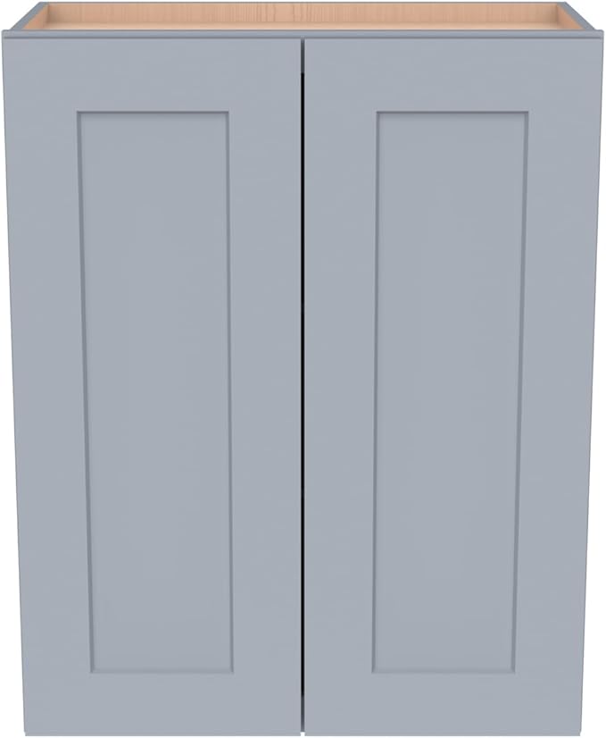 Wall-Mounted Cabinet – Solid Wood Shaker Style Medicine Cabinet with Adjustable Shelves & Soft-Close Doors for Bathroom, Kitchen, and Office Storage (Grey, 39" W x 12" D x 30" H)
