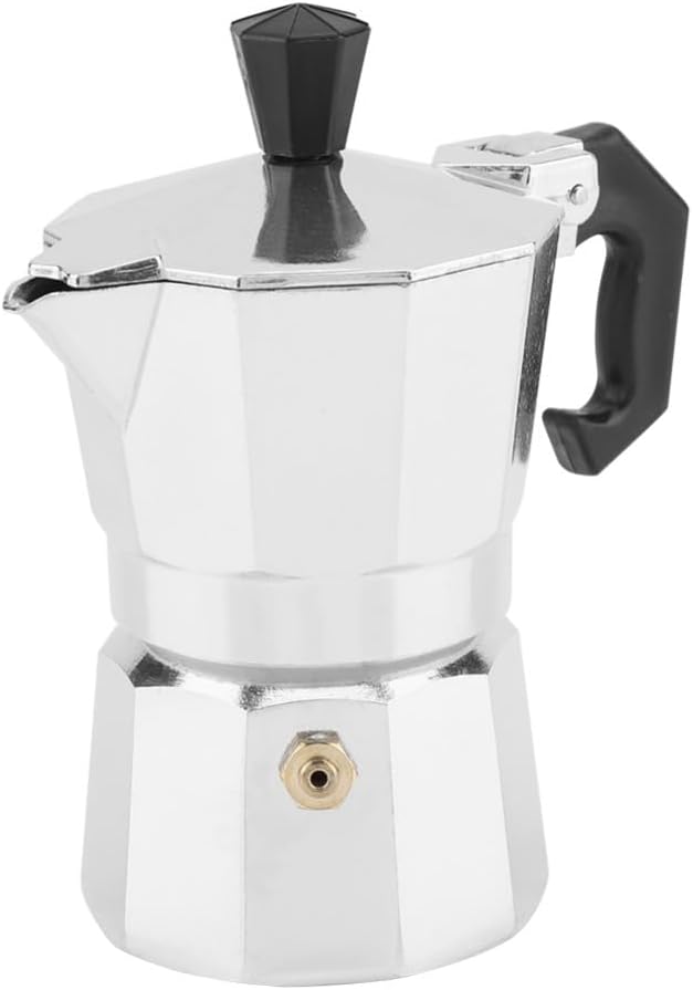 50ml Aluminum Moka Pot Espresso Maker Leak-Proof Design with Ergonomic Handle 1 Cup Stovetop Coffee Maker for Home & Office Use