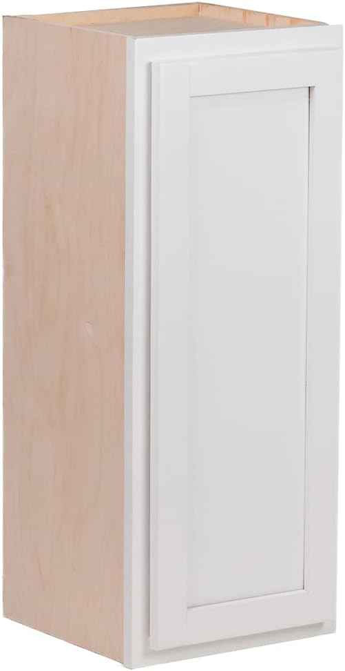 Quicklock RTA (Ready-to-Assemble) 42" Tall Wall Kitchen Cabinets - Shaker Style | 100% Hardwood | Made in America | Soft Close Hardware (Pure White, 12" D x 12" W x 42" H)
