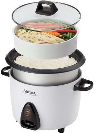 AROMA Rice Cooker, 10-Cup (Uncooked) / 20-Cup (Cooked), Steamer, Auto Keep Warm, Soup Maker, Oatmeal Cooker, Large Rice Cooker, 5 Qt, White, ARC-360-NGP