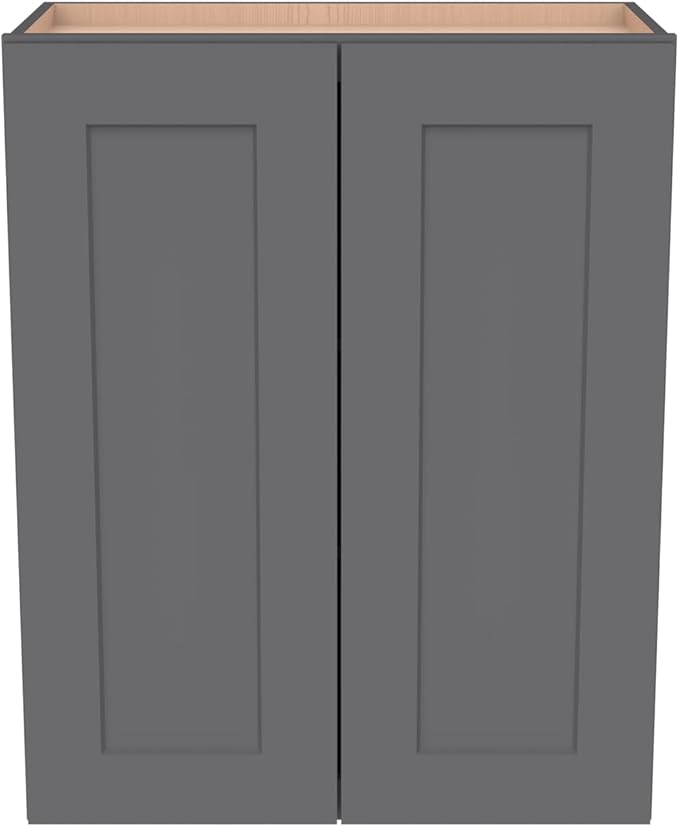 Wall-Mounted Cabinet – Solid Wood Shaker Style Medicine Cabinet with Adjustable Shelves & Soft-Close Doors for Bathroom, Kitchen, and Office Storage (Pebble Gray, 39" W x 12" D x 42" H)