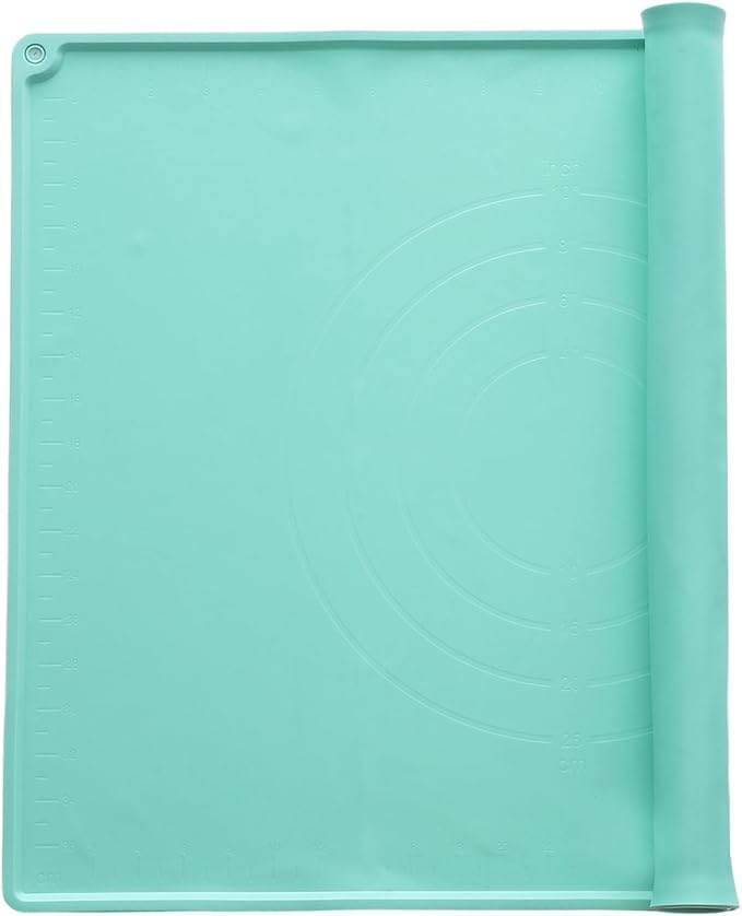 uxcell Silicone Pastry Mat, 19.7" x 15.8" Silicone Baking Mat with Measurements, Non-Stick Dough Rolling Mat for Making Pastry Cookies Bread Pizza Green