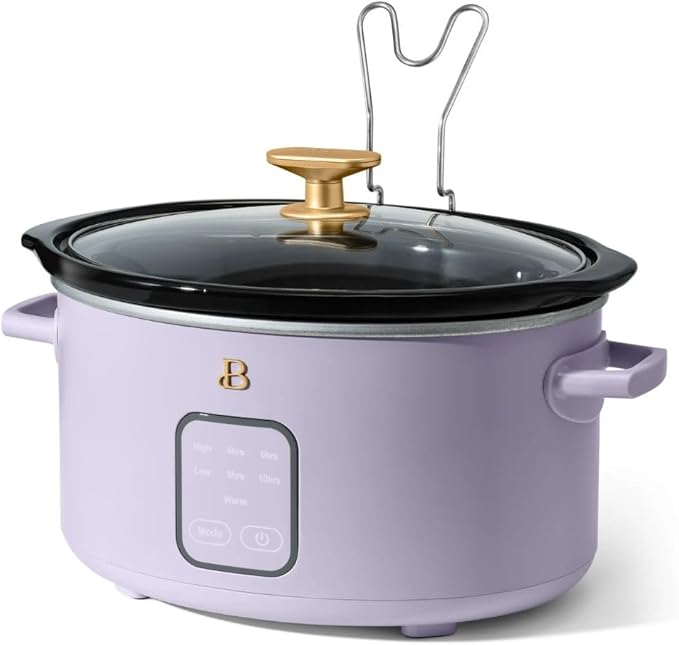 Beautiful 4-Quart Programmable Slow Cooker with Touch-Activated Display, Digital Timer, Keep-Warm Function & Removable Non-Stick Pot