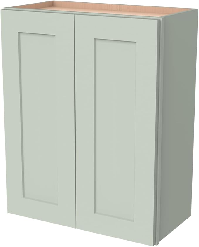 Wall-Mounted Cabinet – Solid Wood Shaker Style Medicine Cabinet with Adjustable Shelves & Soft-Close Doors for Bathroom, Kitchen, and Office Storage (Jade Green, 42" W x 12" D x 36" H)