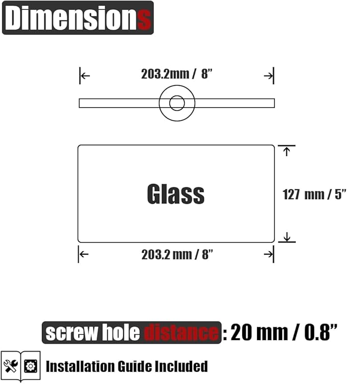 JQK Bathroom Glass Shelf, Tempered Glass Shower Storage 8 by 5 inches, 304 Stainless Steel Brushed Finish Wall Mount 2 Pack, TGS101L8-BN-P2