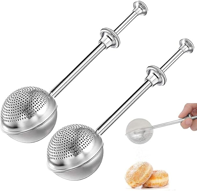 Powdered sugar shaker duster, flour dispenser for bread baking, rice flour sifter, sourdough bread baking supplies, versatile flour duster for baking, ideal for powdered sugar and flour distribution