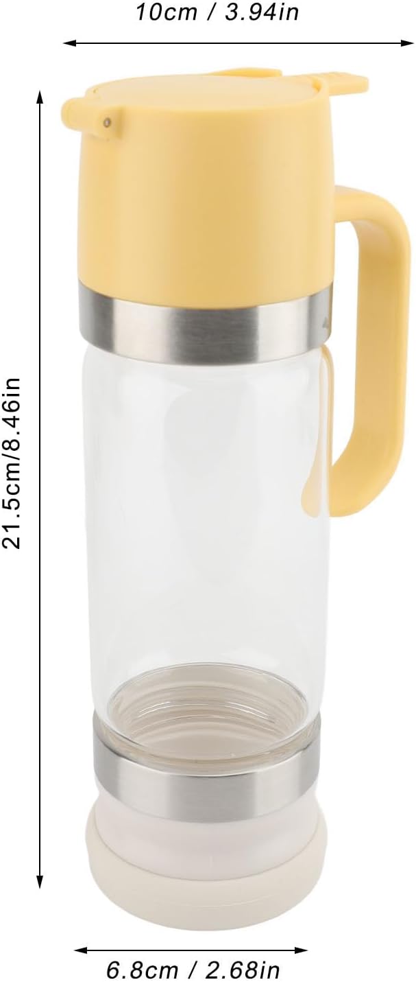 Bewinner Glass Honey Dispenser Pot - 350ml Honey Dispenser Portable Clear Glass Syrup Dispenser with Handle, Prevent Dripping,Honey Container for Coffee Shops Restaurants Home (Yellow)