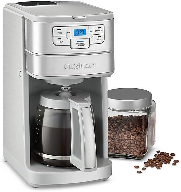 Cuisinart Stainless Steel Automatic Grind and Brew 12-Cup Coffeemaker with 24-Hour Programmability, 1-4 Cup Setting and Glass Carafe