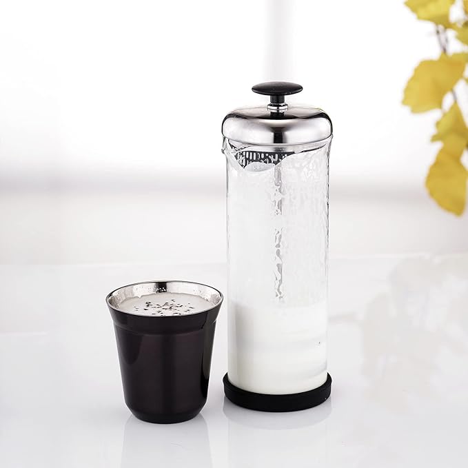 Easyworkz Stainless Steel Espresso Cup 2pcs Set Double Wall 2.5 oz, Bundled Espresso Steaming Pitcher Stainless Steel 12 oz Coffee Frothing Picther Milk Jug Cappuccino Latte Art Cup
