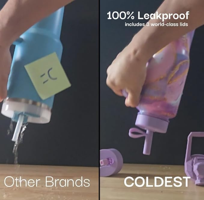 Coldest Tumbler with Handle and Straw - 100% Leak Proof Insulated Tumbler with Lid and Straw (3 Lids) - Stainless Steel Tumblers for Women & Men, Cup Holder Friendly Base, 46 oz (Molten Ivory)