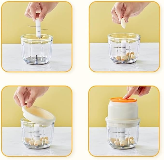 Mini Cordless Electric Mini Chopper, Portable Powerful Garlic Chopper, Onion Grinder, Masher, Crusher, Food Processor for Ginger, Chili, Veggie (Size : 300ml)