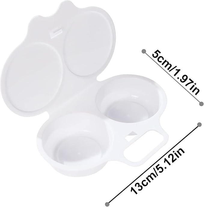 White Egg Poacher, Microwave Egg Boiler Poacher, Microwave Egg Poacher, 2 Cavity Nonstick Poached Egg Maker With Lid, Egg Cooker, Double Drain Poached Cups Specialty Cookware
