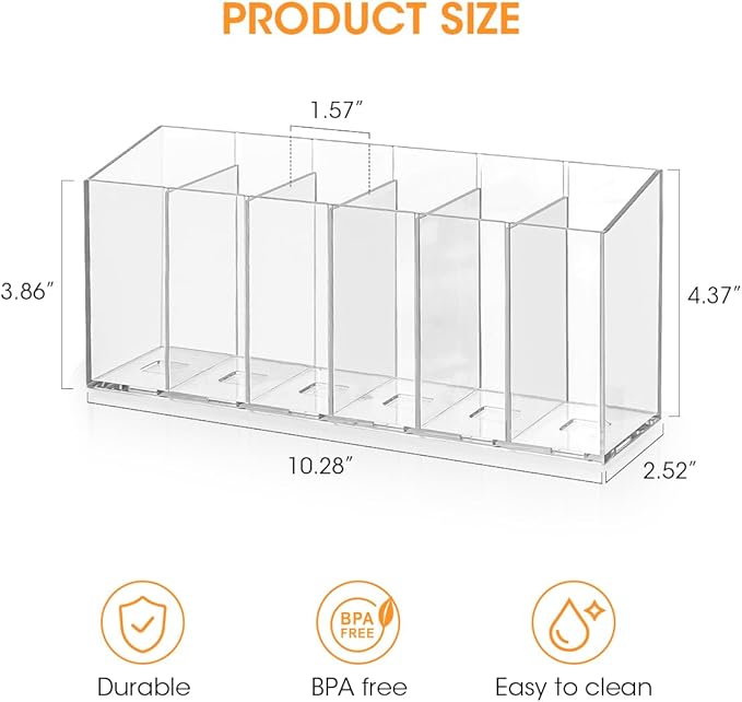 AIEVE Drink Packet Organizer, Water Drink Packet Holder with Removable Divider, Water Flavor Packet Organization Container for Kitchen Organizers and Storage (6 Compartments)