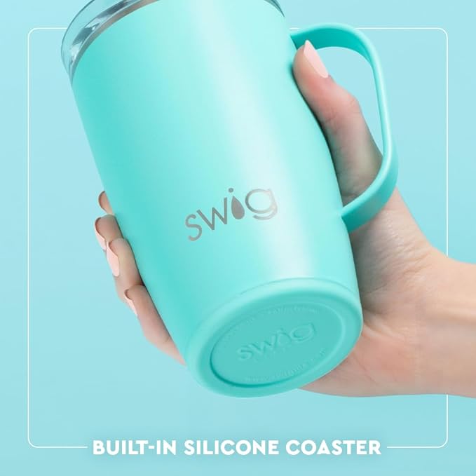 Swig Life 18oz Travel Mug, Insulated Tumbler with Handle and Lid, Travel Coffee Mug, Cup Holder Friendly, Stainless Steel 18 oz Tumbler, Reusable Insulated with Lid (Mystique)