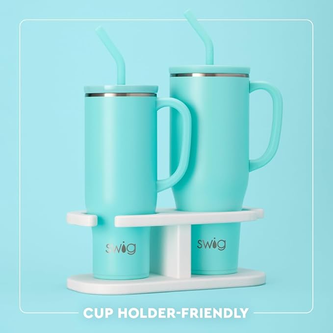 Swig Life 40oz Mega Mug, 40oz Tumbler with Handle and Straw, Extra Large Insulated Tumblers, Cup Holder Friendly Travel Mug (Scoop There It Is)