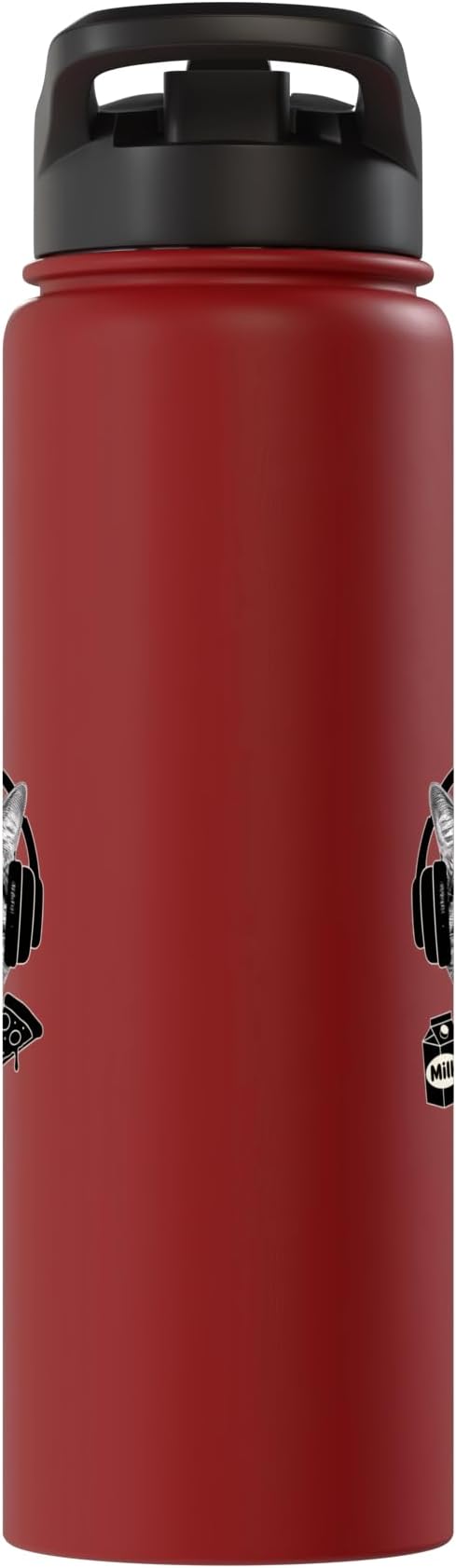Cat With Headphones Milk Pizza Retro Alien Nostalgia Stainless Steel Insulated Water Bottle
