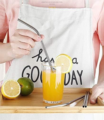 Reusable Metal Straws in Bulk 100 Pieces,8.5'' x 6mm Stainless Steel Straws for 20oz 30oz Tumbler Yeti Cup,Curved Bent Metal Drinking Straws Bulk For Wholesale (100pcs All Bent -8.5" Silver)